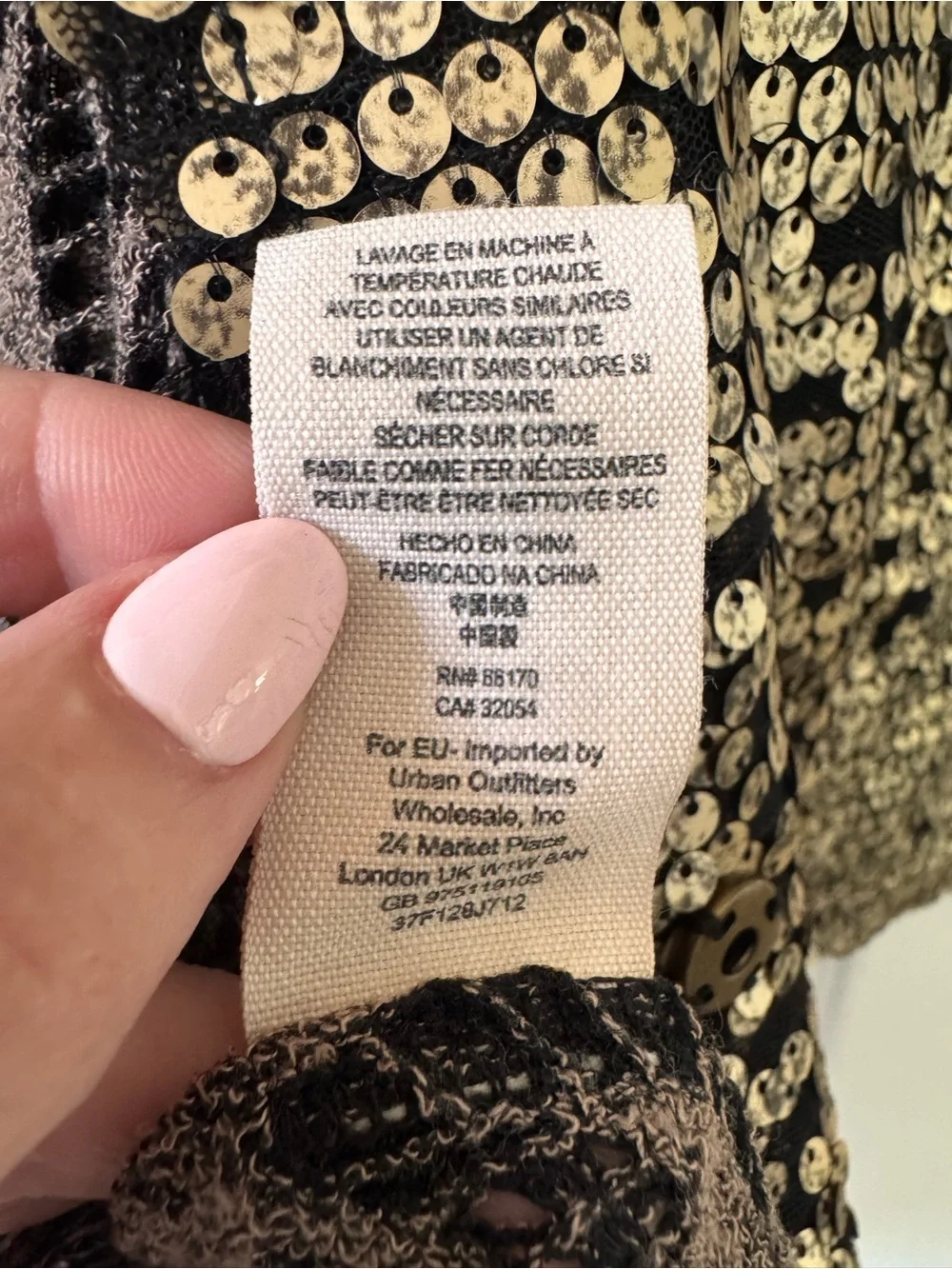 Free People Tarnished Stardust Sequin jacket in gold and black size M